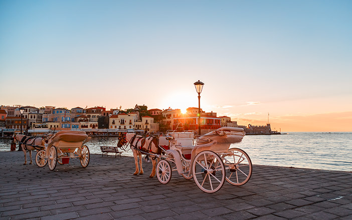 The sunset at the Port of Chania