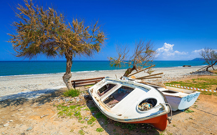 The beautiful beach in Maleme