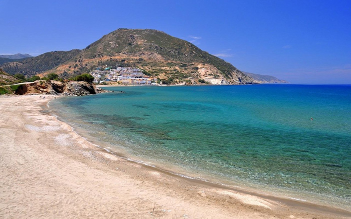 The beautiful beach in Fodele